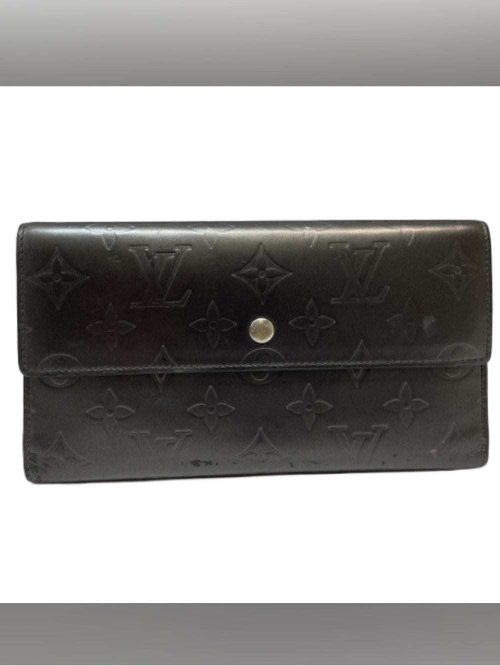 Authentic Louis Vuitton Portefeuille Sarah Monogram Wallet in Matte Black Noir